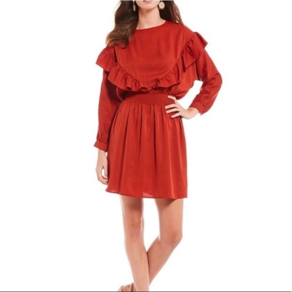 Gianni Bini ruffle dress in rust